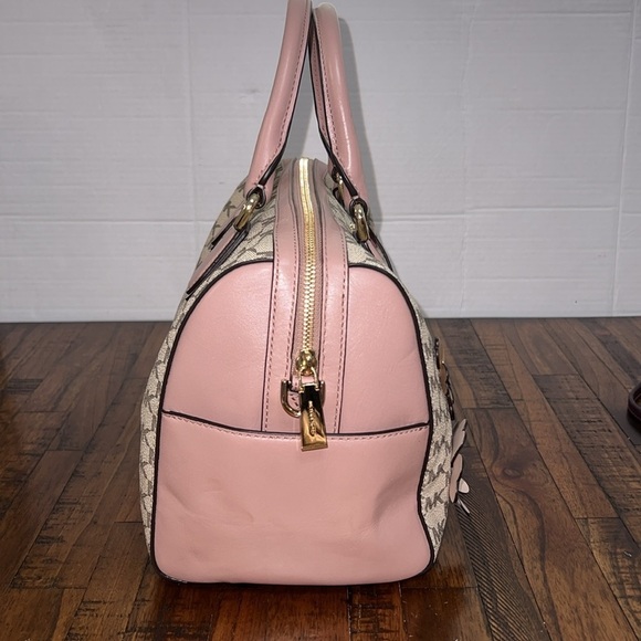 Michael Kors Bag Floral Appliqué Mercer Medium Duffel Natural pink gold hardware - Picture 14 of 17